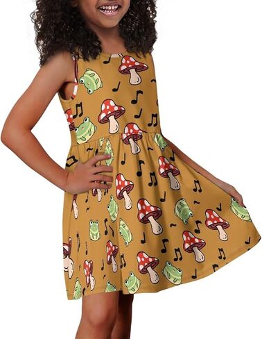 Flashideas Girls Dresses Round Neck Flared Skate Dress with Pockets Casual Dresses Soft Comfortable in Saudi Arabia