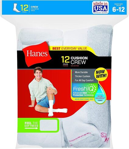 Crew Socks (184V12) White, 10-13 (Pack of 3) in Saudi Arabia