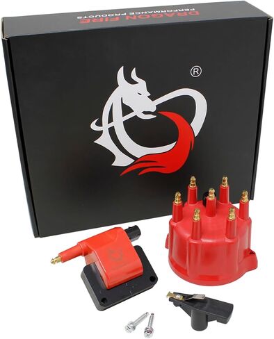 AIP Electronics Dragon FIRE Performance Ignition All Brass Terminal Distributor Cap Rotor Set and High Output Coil Compatible with 1991-1997 Dodge, Jeep, Plymouth Ram 3.9L V6 OEM Fit Kit-1610 in Saudi Arabia