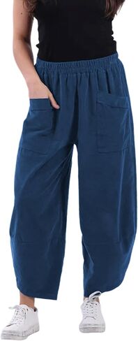 Yeokou Womens Baggy Wide Leg Pants Casual Corduroy Elastic Waist Harem Trousers with Pockets in Saudi Arabia