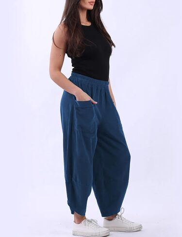 Yeokou Womens Baggy Wide Leg Pants Casual Corduroy Elastic Waist Harem Trousers with Pockets in Saudi Arabia