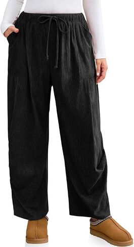 TARSE Women Corduroy Baggy Harem Pants Drawstring Loose Wide Leg Casual Lounge Pant 2025 Travel Vacation Clothes with Pockets in Kuwait
