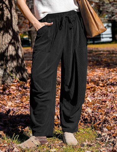 TARSE Women Corduroy Baggy Harem Pants Drawstring Loose Wide Leg Casual Lounge Pant 2025 Travel Vacation Clothes with Pockets in Kuwait