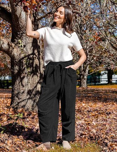 TARSE Women Corduroy Baggy Harem Pants Drawstring Loose Wide Leg Casual Lounge Pant 2025 Travel Vacation Clothes with Pockets in Kuwait