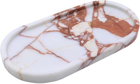 OOBOOB Natural Calacatta Viola Violet Marble Tray, Oval Perfume Tray, Bathroom Organizer for Vanity, Kitchen & Living Room, Perfect for Home Decor Lovers​ in Saudi Arabia