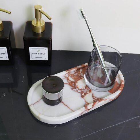 OOBOOB Natural Calacatta Viola Violet Marble Tray, Oval Perfume Tray, Bathroom Organizer for Vanity, Kitchen & Living Room, Perfect for Home Decor Lovers​ in Saudi Arabia