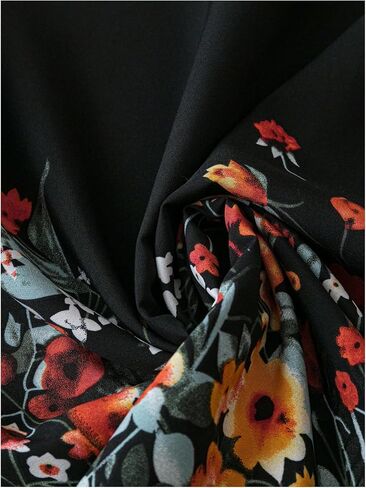WDIRARA Women's Plus Size Floral Ruffle Cap Sleeve Blouse Frill Mock Neck Top in Saudi Arabia