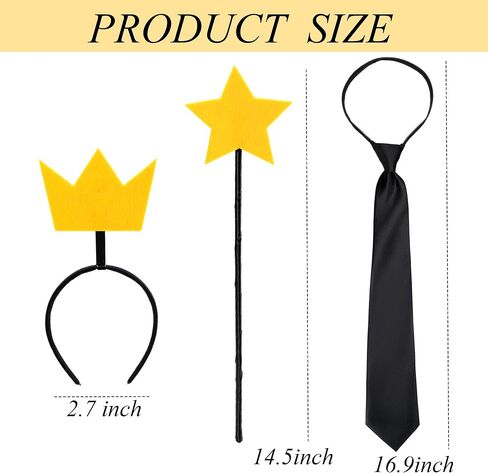 5PCS Fairy Costume Accessories Adult Fairy Wand Crown Yellow Star Wand Black Tie Adult Couple Halloween Party Dress Up in Saudi Arabia
