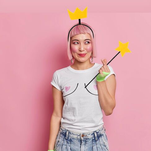 5PCS Fairy Costume Accessories Adult Fairy Wand Crown Yellow Star Wand Black Tie Adult Couple Halloween Party Dress Up in Saudi Arabia