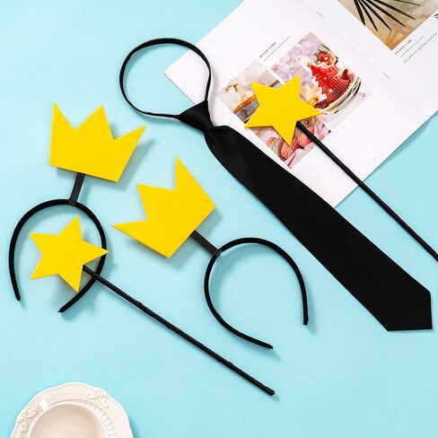 5PCS Fairy Costume Accessories Adult Fairy Wand Crown Yellow Star Wand Black Tie Adult Couple Halloween Party Dress Up in Saudi Arabia