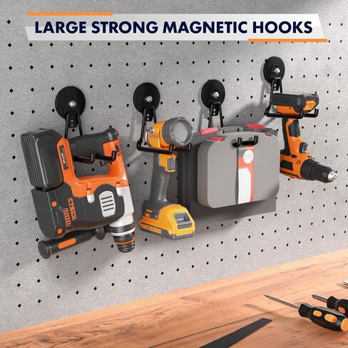 Heavy Duty Storage Magnetic Utility Hooks Large Garage Magnet Hooks with Anti-Slip Coating for Metal Cabinet,Pegboard,Garage Shelve,Garden Tools (3PCS 2.59'' Black) in Saudi Arabia