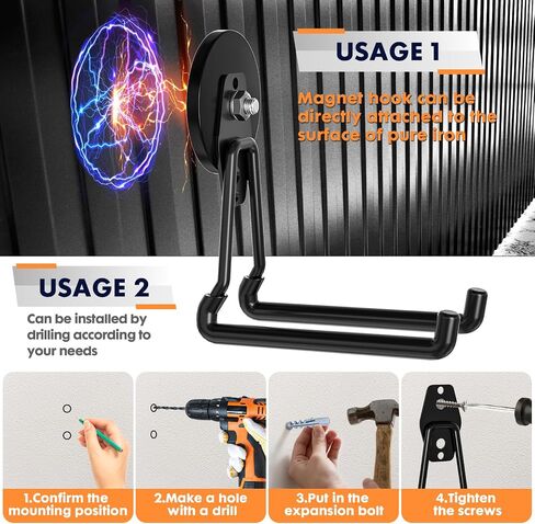 Heavy Duty Storage Magnetic Utility Hooks Large Garage Magnet Hooks with Anti-Slip Coating for Metal Cabinet,Pegboard,Garage Shelve,Garden Tools (3PCS 2.59'' Black) in Saudi Arabia