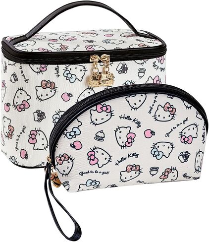 Vimanllie Makeup Bag Large Waterproof Cosmetic Bag with Dedicated Brush Holder, Cute Printed Makeup Organizer for Women Traveling,Portable Toiletry Bag for Girls in Saudi Arabia