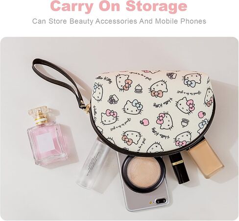 Vimanllie Makeup Bag Large Waterproof Cosmetic Bag with Dedicated Brush Holder, Cute Printed Makeup Organizer for Women Traveling,Portable Toiletry Bag for Girls in Saudi Arabia