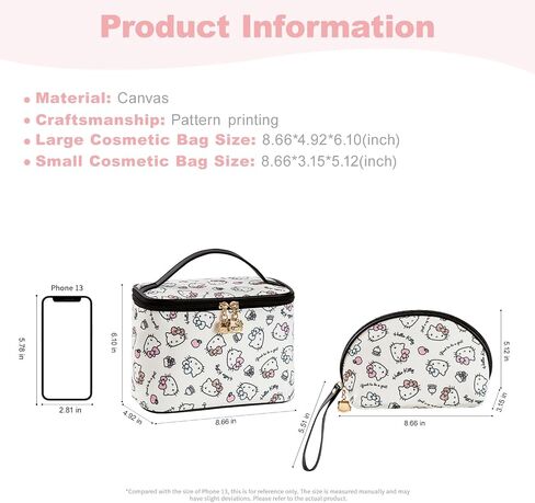 Vimanllie Makeup Bag Large Waterproof Cosmetic Bag with Dedicated Brush Holder, Cute Printed Makeup Organizer for Women Traveling,Portable Toiletry Bag for Girls in Saudi Arabia