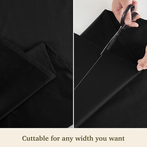 100% Blackout Curtains for Bedroom, Rod Pocket Lightweight Short Curtain for Privacy, Window Treatment Drapes for Kitchen Nursery Bathroom, W52 x L63 per Panel, Black, 1 Pair in Saudi Arabia