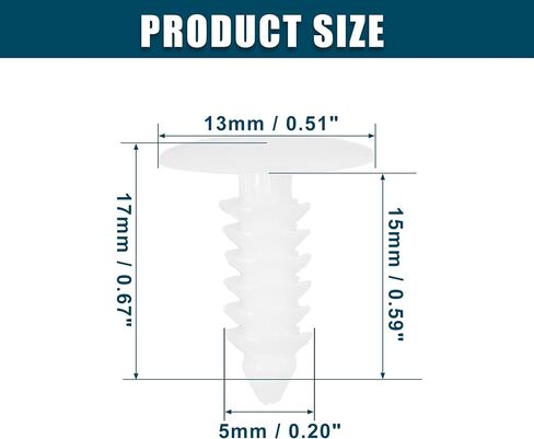 ACROPIX Universal 5mm Push Bumper Fastener Rivet Clips White - Pack of 50 in Saudi Arabia
