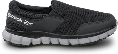 حذاء عمل Reebok Work Sublite للسيدات، أسود/رمادي، طراز رياضي سهل الارتداء، مقاوم للانزلاق MaxTrax، حذاء عمل ناعم عند الأصابع in Saudi Arabia