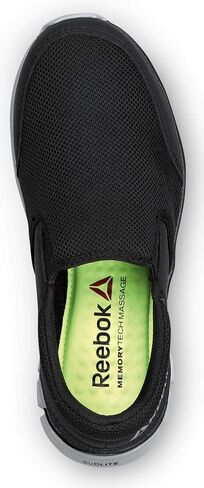 حذاء عمل Reebok Work Sublite للسيدات، أسود/رمادي، طراز رياضي سهل الارتداء، مقاوم للانزلاق MaxTrax، حذاء عمل ناعم عند الأصابع in Saudi Arabia