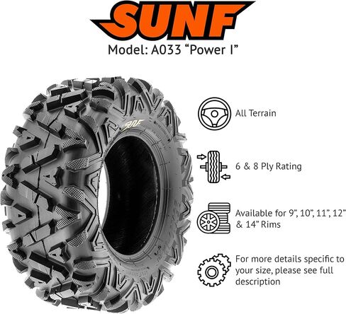 إطارات SunF 24x11-10 24x11x10 لجميع التضاريس ATV UTV 6 PR POWER I A033 - مجموعة من 4 in Saudi Arabia