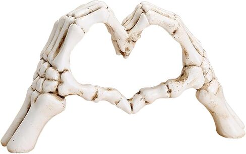 White Heart Hands Skeleton 6.3 inch Halloween Decor Resin Figurine, Lightweight Art Decor for Home Desk Office Shelf Thanksgiving Christmas Party (White) in Saudi Arabia