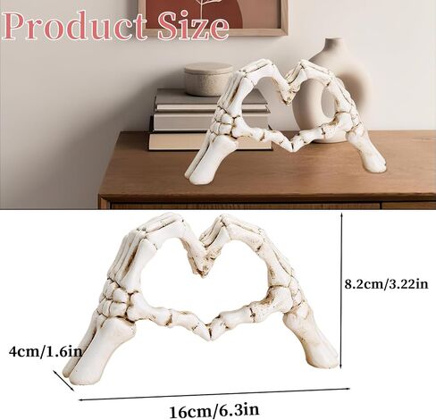 White Heart Hands Skeleton 6.3 inch Halloween Decor Resin Figurine, Lightweight Art Decor for Home Desk Office Shelf Thanksgiving Christmas Party (White) in Saudi Arabia
