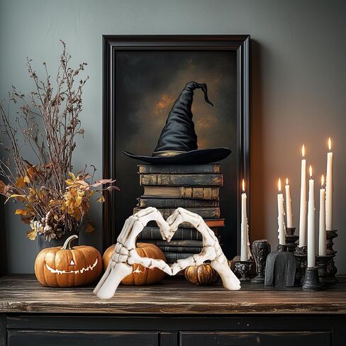 White Heart Hands Skeleton 6.3 inch Halloween Decor Resin Figurine, Lightweight Art Decor for Home Desk Office Shelf Thanksgiving Christmas Party (White) in Saudi Arabia