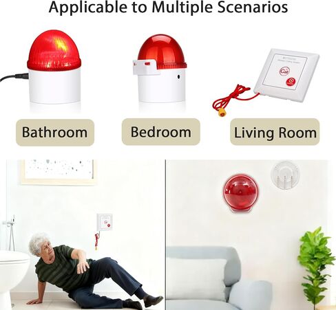 Retekess TH103 صفارة الإنذار القوية اللاسلكية، نظام إنذار أمان عالي، نظام إنذار SOS داخلي وخارجي، 2 صفارة إنذار وامضة حمراء و4 زر طوارئ لسحب الحبل لأمن متجر المجوهرات والمكاتب المنزلية in Saudi Arabia