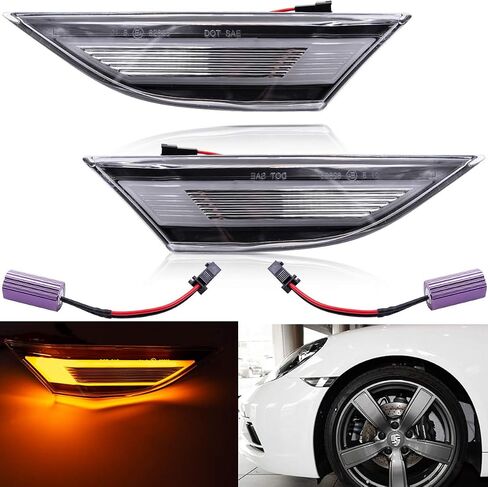 LED Side Marker Lamp Light Kit for Porsche 911 991.1 Carrera S 4 4S Gts Targa 4s Turbo S Porsche 981 Cayman 781 Cayman B0xster Clear Lens Amber LED Front Turn Signal Lights with Canbus in Saudi Arabia