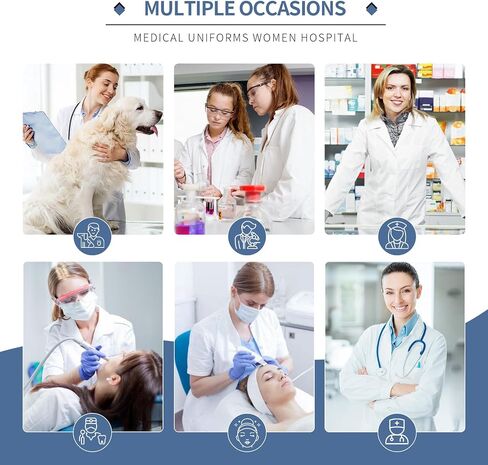 VIAOLI Scrubs Jackets for Women with Zipper Side Pockets, Long Sleeve and Lapel Track Coat, for Nursing Settings. in Kuwait