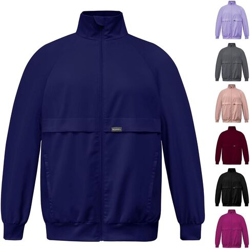 VIAOLI Scrubs Jackets for Women with Zipper Side Pockets, Long Sleeve and Lapel Track Coat, for Nursing Settings. in Kuwait