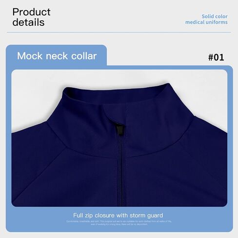 VIAOLI Scrubs Jackets for Women with Zipper Side Pockets, Long Sleeve and Lapel Track Coat, for Nursing Settings. in Kuwait
