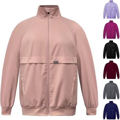 VIAOLI Scrubs Jackets for Women with Zipper Side Pockets, Long Sleeve and Lapel Track Coat, for Nursing Settings. in Kuwait