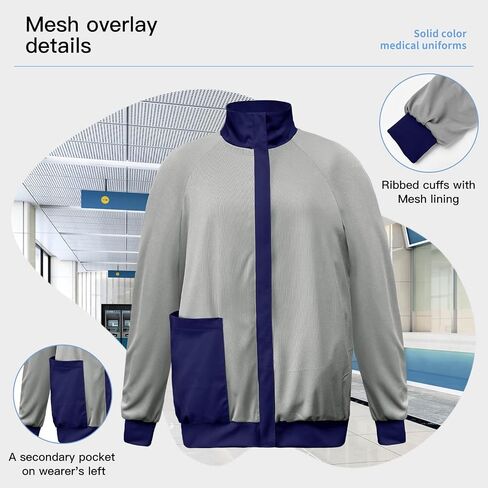 VIAOLI Scrubs Jackets for Women with Zipper Side Pockets, Long Sleeve and Lapel Track Coat, for Nursing Settings. in Kuwait