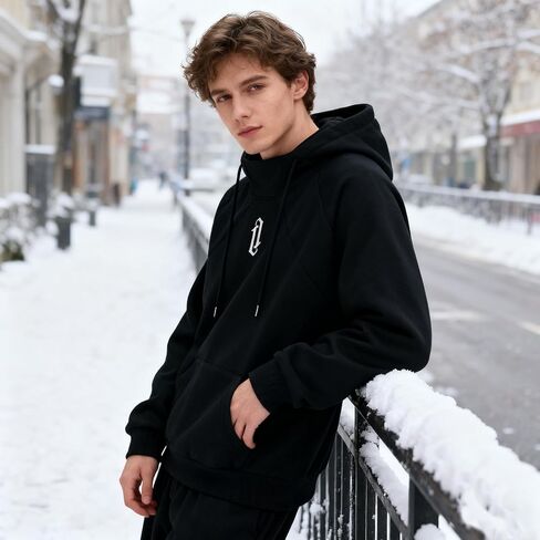 Fleece Hoodies for Men High Neck Sweatshirts Casual Loose Fit Lightweight Techwear Pullover Fall Winter in Saudi Arabia