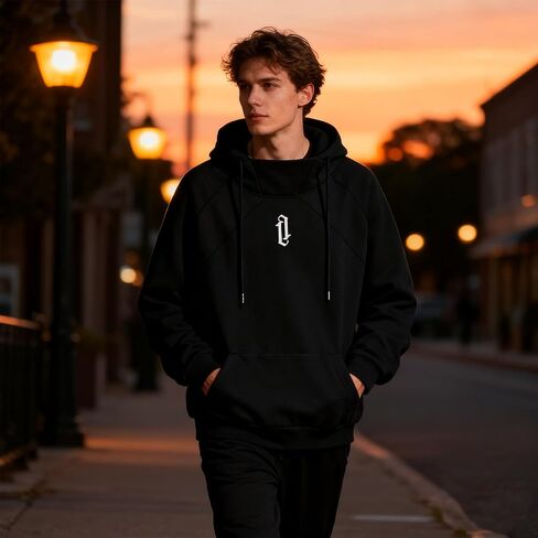Fleece Hoodies for Men High Neck Sweatshirts Casual Loose Fit Lightweight Techwear Pullover Fall Winter in Saudi Arabia