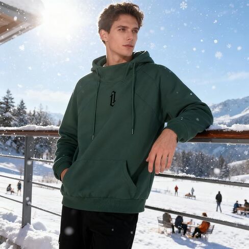 هوديس الصوف للرجال عالية الرقبة بلوزات عادية فضفاضة تناسب خفيفة الوزن Techwear البلوز خريف شتاء in Kuwait