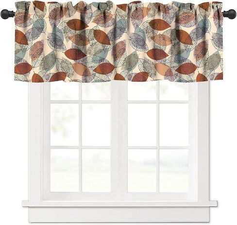 JESTRONRY Spring Summer Watercolor Flowers Valance Curtain,Gray White Blue Floral French Country Style Decorative Curtain Valance for Kitchen Bedroom Farmhouse Decor with Rod Pocket 54x18in in Saudi Arabia