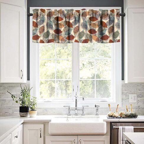 JESTRONRY Spring Summer Watercolor Flowers Valance Curtain,Gray White Blue Floral French Country Style Decorative Curtain Valance for Kitchen Bedroom Farmhouse Decor with Rod Pocket 54x18in in Saudi Arabia