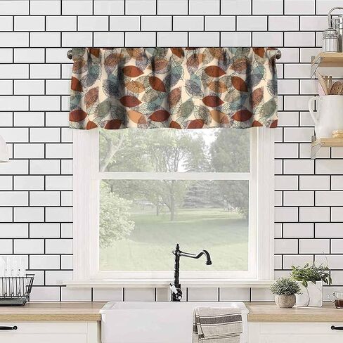 JESTRONRY Spring Summer Watercolor Flowers Valance Curtain,Gray White Blue Floral French Country Style Decorative Curtain Valance for Kitchen Bedroom Farmhouse Decor with Rod Pocket 54x18in in Saudi Arabia