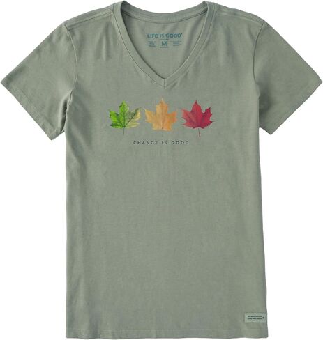 Life is Good Women's Crusher Tee, Short Sleeve Cotton Graphic T-Shirts, Change is Good 3 Leaves in Saudi Arabia