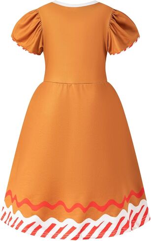 bakjuno Gingerbread Girl Costume Christmas Gingerbread Girl Dress+ Gingerbread Headband in Kuwait