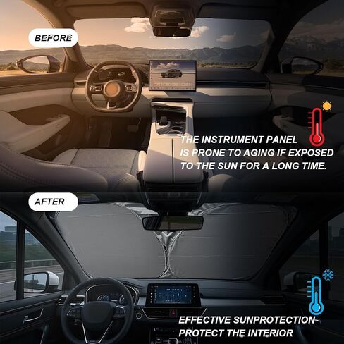Sun Shade for Car Windshield, Foldable Reflective Auto Front Window Sunshade for Blocks UV Rays, Vehicle Interior Sun Protection Accessories, Universal for SUV Sedan Truck (Laser) in Saudi Arabia