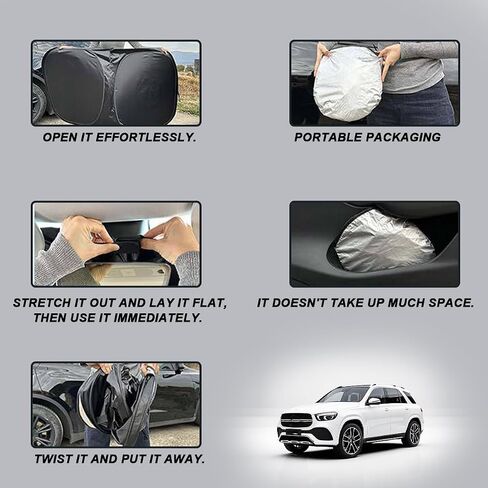 Sun Shade for Car Windshield, Foldable Reflective Auto Front Window Sunshade for Blocks UV Rays, Vehicle Interior Sun Protection Accessories, Universal for SUV Sedan Truck (Laser) in Saudi Arabia