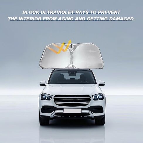 Sun Shade for Car Windshield, Foldable Reflective Auto Front Window Sunshade for Blocks UV Rays, Vehicle Interior Sun Protection Accessories, Universal for SUV Sedan Truck (Laser) in Saudi Arabia