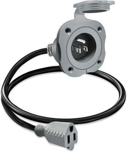 15A AC Shore Power Plug,125V Waterproof Electrical Outlet Receptacle Box Integrated Shore Power Inlet (Single Port 18-inch) in Saudi Arabia