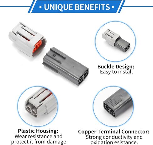 2 Pin Fog Light Connector Plug Kit Compatible for Ford, Waterproof 2.2 mm Series Plastic Gray Male Female Wire Terminal Connector in Saudi Arabia