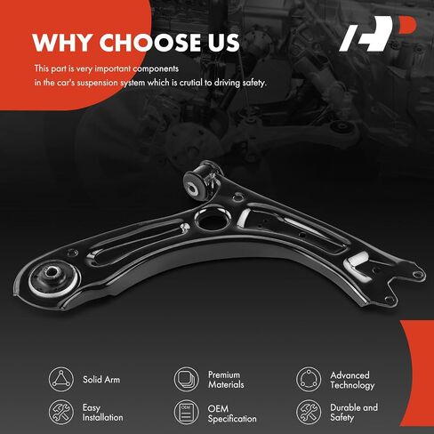A-Premium Front Right Lower Control Arm, with Bushing, Compatible with Volkswagen Jetta 2011-2018, Sedan Only in Saudi Arabia