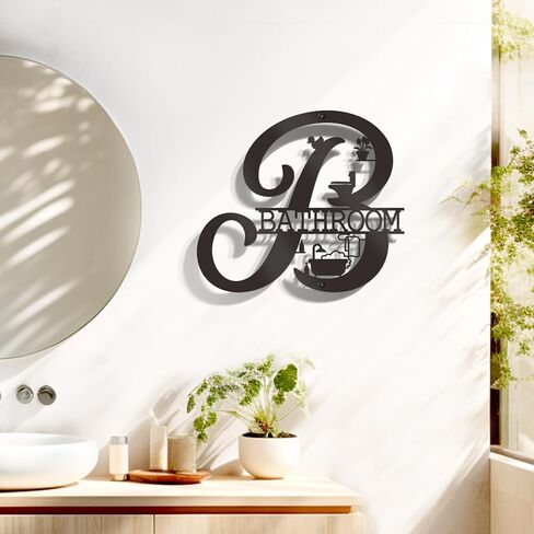 Bnesi Bathroom Wall Decor Modern Bathroom decor Metal Bathroom Wall Art Farmhouse Bathroom Sign Funny Bathroom Hanging Decor for Home (Elegant) in Saudi Arabia
