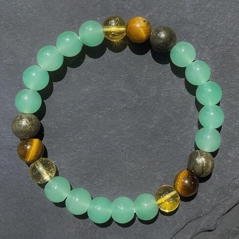 Money Attraction Bracelets for Women Men Attracts Wealth Money Tiger's Eye Chalcopyrite Dongling Jade Crystal Natural Stones Gemstones Elastic Healing Yoga Beads Bracelet Jewelry Spiritual Gift in Saudi Arabia